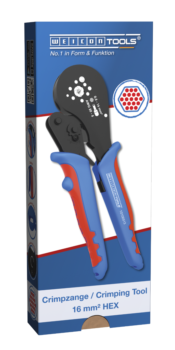 Crimp tool 16mm² HEX
 | hexagonal crimp for easy insertion into round terminals