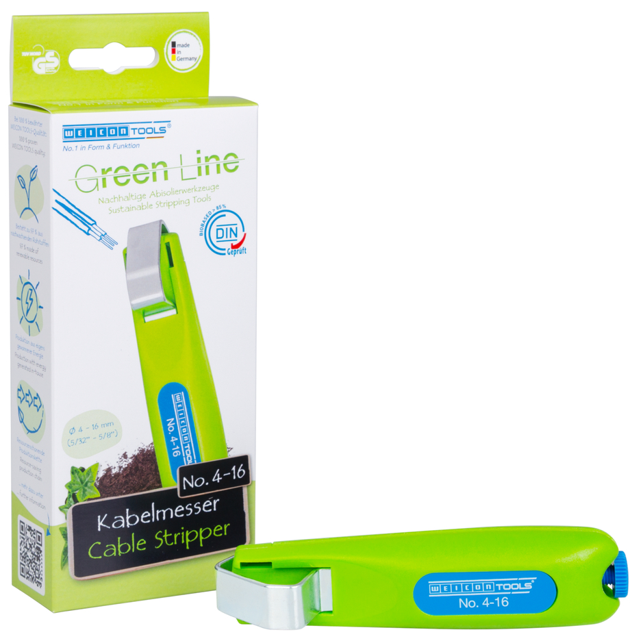 Cable Stripper No. 4 - 16 Green Line | Stripping tools made from up to 97% renewable raw materials I working range 4 - 16 mm Ø