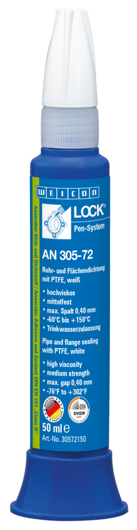 WEICONLOCKĀ® AN 305-72 Pipe and Flange Sealing | with PTFE, medium strength, with drinking water approval WEICONLOCKĀ® AN 305-72 Pipe and Flange Sealing | with PTFE, medium strength, with drinking water approval
