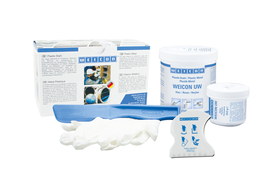 WEICON UW | mineral-filled epoxy resin system for repairs and moulding on wet surfaces WEICON UW | mineral-filled epoxy resin system for repairs and moulding on wet surfaces