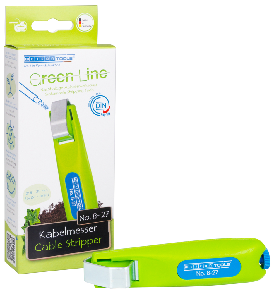 Cable Stripper No. 8-27 Green Line | Stripping tools made from up to 97% renewable raw materials I working range 8 - 28 mm Ø