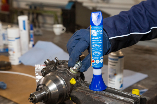glove, hand, drill, machinery, blue-tiller-grease-tube