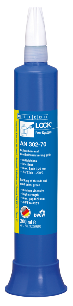 WEICONLOCKĀ® AN 302-70 Locking of Threads and Stud Bolts | high strength, medium viscosity, with drinking water approval WEICONLOCKĀ® AN 302-70 Locking of Threads and Stud Bolts | high strength, medium viscosity, with drinking water approval