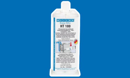 Epoxy adhesive on a blue background