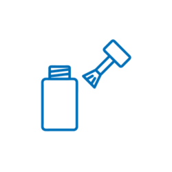 nail polish, polish bottle, brush applicator, blue color, manicure accessory