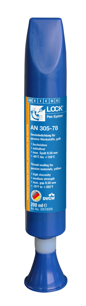 WEICONLOCKĀ® AN 305-78 Pipe and thread sealing | for passive materials, medium strength, with drinking water approval WEICONLOCKĀ® AN 305-78 Pipe and thread sealing | for passive materials, medium strength, with drinking water approval