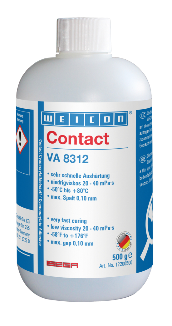 VA 8312 Cyanoacrylate Adhesive | instant adhesive for the food sector as well as EPDM elastomers and rubber
