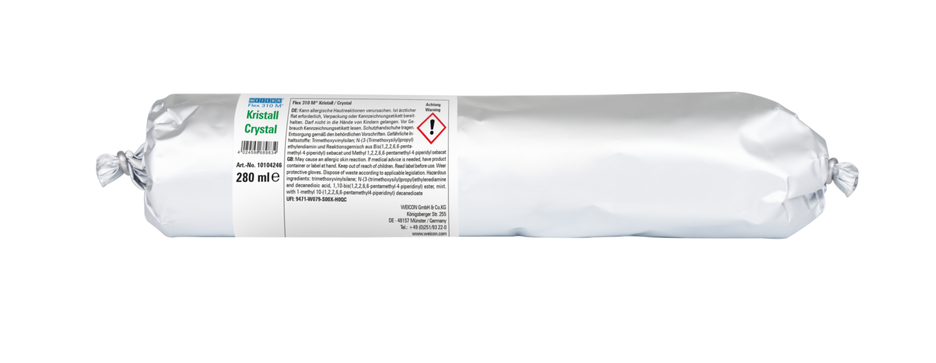 Flex 310 M® Crystal | elastic adhesive based on MS-Polymer in Presspack packaging for fatigue-free working