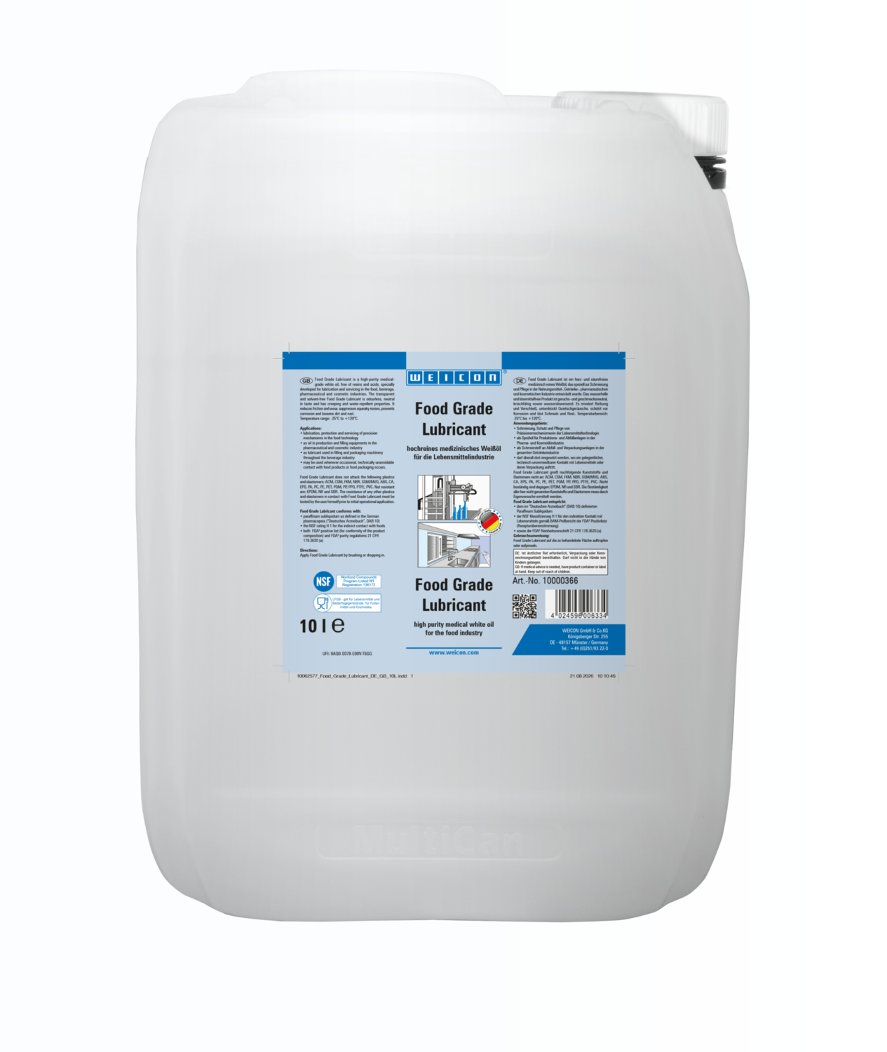 Food Grade Lubricant | lubricating and care oil for the food sector NSF H1
