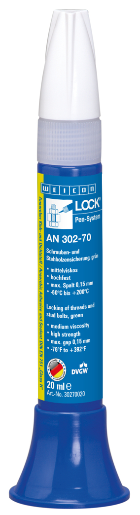 WEICONLOCKĀ® AN 302-70 Locking of Threads and Stud Bolts | high strength, medium viscosity, with drinking water approval WEICONLOCKĀ® AN 302-70 Locking of Threads and Stud Bolts | high strength, medium viscosity, with drinking water approval