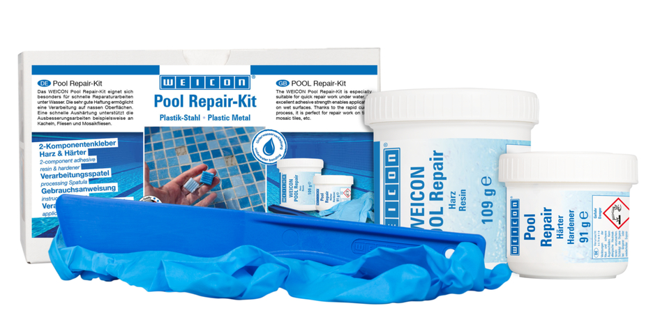 WEICON Pool Repair-Kit | fast repair work, even underwater WEICON Pool Repair-Kit | fast repair work, even underwater