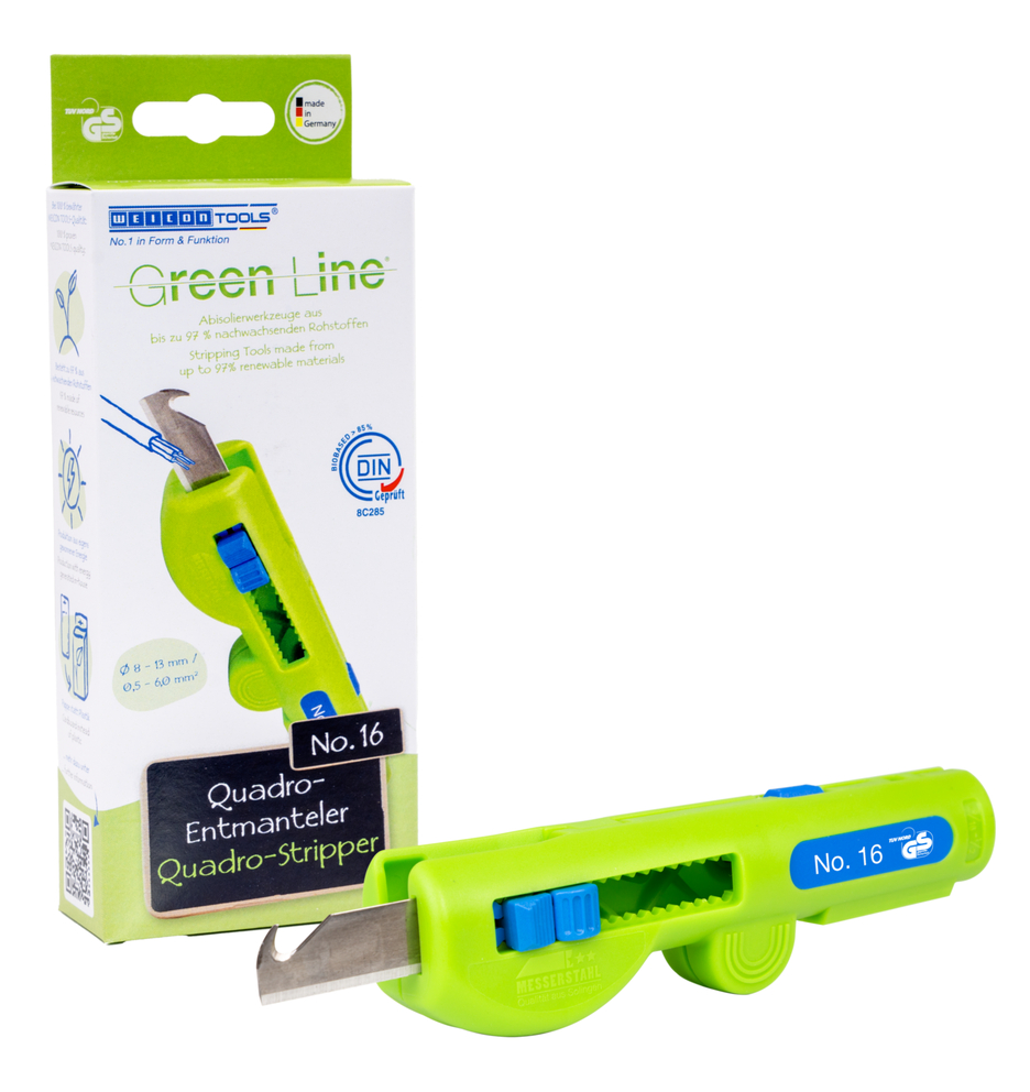 Quadro-Stripper No.16 Green Line | Stripping tools made from up to 97% renewable raw materials I multifunctional stripper, working range stripping 0,5 - 6,0 mm² I skinning 8 - 13 mm Ø